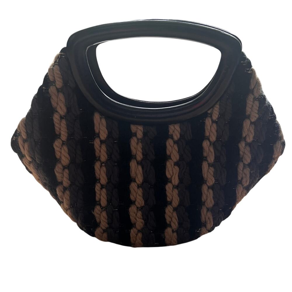 Vintage Koret Italy Woven Purse with Wooden Handle